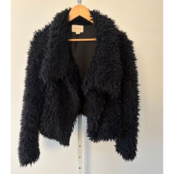 HYFVE Jackets & Blazers - Indie Sleaze Jacket Small Black Faux Fur Shaggy Cropped Pockets HYFVE Soft Cozy